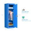 122cm Metal Storage Locker for Kids with Hanging Rod and Shelf