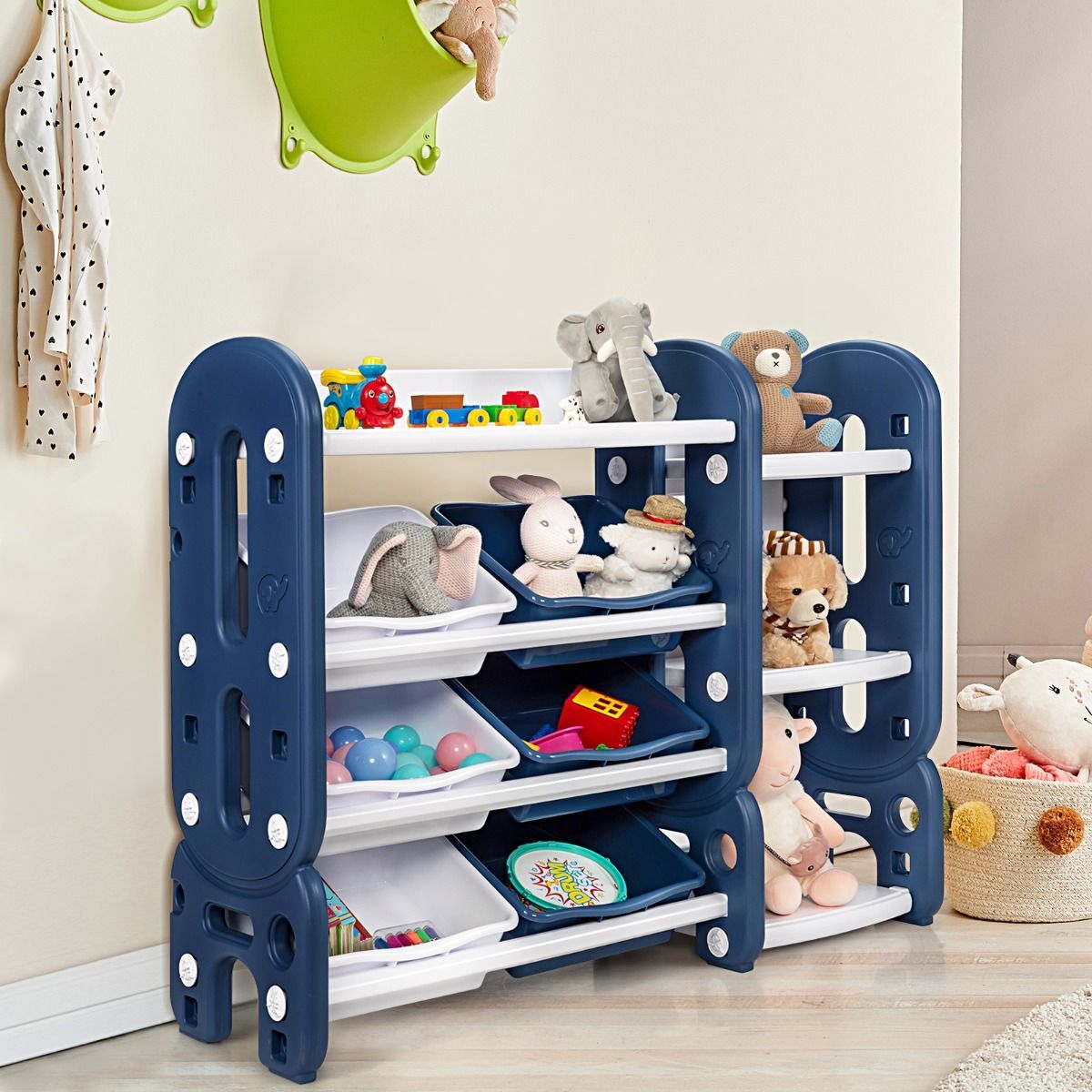 Kids Toy Storage Organizer with Bookshelf for Child's Bedroom