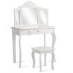 Kids Dressing Table Set with Stool & Mirror for Children Ages 3-7