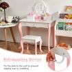 Kids Makeup Table Stool Set with Mirror Drawer for Bedroom