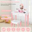 Kids Makeup Table Stool Set with Mirror Drawer for Bedroom