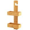 2-Tier Waterproof Bamboo Hanging Shower Caddy with 2 Hooks