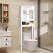 3-Tier Over the Toilet Storage Cabinet with Double Frosted Glass Doors for Bathroom