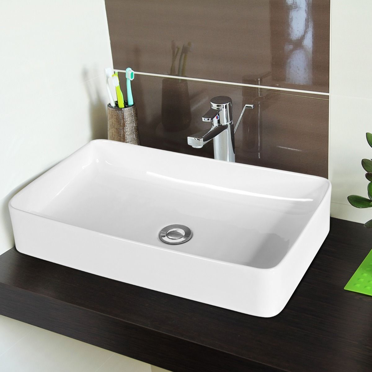 Bathroom Vessel Sink with Pop-up Drain