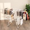 2-Level Foldable Clothes Drying Rack with Height-Adjustable Gullwings for Bathroom/Living Room