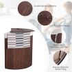 Bamboo Corner Laundry Hamper with Lid & PU Handle for Bedroom/Bathroom