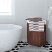 Bamboo Corner Laundry Hamper with Lid & PU Handle for Bedroom/Bathroom