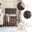 110L Rolling Synthetic Rattan Laundry Hamper with Lid & 2 Removable Liner Bags