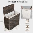 110L PE Rattan Laundry Basket with Lid & Handles & 3 Section Liner Bag