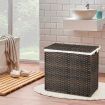 110L PE Rattan Laundry Basket with Lid & Handles & 3 Section Liner Bag