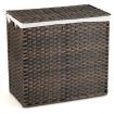 110L PE Rattan Laundry Basket with Lid & Handles & 3 Section Liner Bag