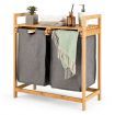 2-Section Bamboo Laundry Hamper with Dual Compartments for Bathroom