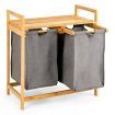 2-Section Bamboo Laundry Hamper with Dual Compartments for Bathroom