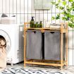 2-Section Bamboo Laundry Hamper with Dual Compartments for Bathroom