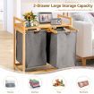 2-Section Bamboo Laundry Hamper with Dual Compartments for Bathroom