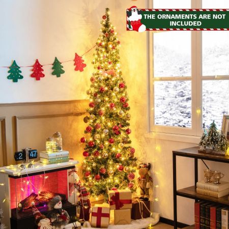 2.1 M Pre-lit Half-Shape Christmas Tree with LED Lights