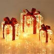 Set of 3 Christmas Lighted Gift Boxes with Waterproof Plug