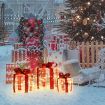 Set of 3 Christmas Lighted Gift Boxes with Waterproof Plug