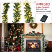 2.7M Artificial Christmas Wreath Rattan with Pine Needles & Red Berries