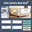 Kids Bed Rail Bedrail Side Safety Guard Barrier Queen Baby Toddler Child Cot Fence Folding Adjustable Fall Protection 200x100cm Mesh Fabric