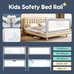 Toddler Bed Rail Kids Safety Guard Side Bedrail Adjustable Child Cot Fence Barrier Folding Queen Size Baby Protector 3Pcs Mesh Fabric Frog Design