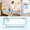 Kids Bed Rail Bedrail Baby Safety Guard Queen Size Adjustable Folding Child Toddler Cot Security Fence Barrier Fall Protection 200x100cm Smurfs