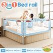 3Pcs Kids Bed Rail Bedrail King Side Guard Safety Barrier Toddler Child Cot Fence Adjustable Baby Protector Breathable Mesh Double Lock Smurfs