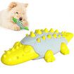 Rocodile Shape Dog Toy Leaking Food Ball Molar Tooth Cleaning Stick Dog Toothbrush Dog Toy   (Yellow)