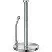 Paper Towel Holder for One Hand Tear,Paper Towel Dispenser Standing Weighted Base Non Slip,Spring Arm Fit Most Size Paper Roll,Stainless Steel Paper Towel for Kitchen Countertop,Silver