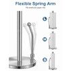 Paper Towel Holder for One Hand Tear,Paper Towel Dispenser Standing Weighted Base Non Slip,Spring Arm Fit Most Size Paper Roll,Stainless Steel Paper Towel for Kitchen Countertop,Silver