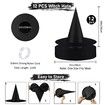 12pcs Halloween Black Witch Hats Costume Accessory Decorations,Thickened Hanging Wizard Hats Bulk with Hanging Rope,Floating Front Porch Yard Indoor Outdoor Hocus Pocus Decor Party Supplies