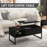 Lift Top Coffee Table Tea Black Dining Living Room Sofa Side Up Modern Furniture with Storage Center Rising Desk Large Rectangle Wood