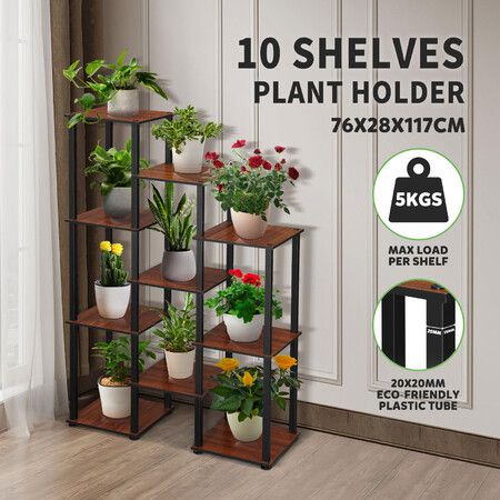 Plant Flower Pots Stand 10 Shelves Corner Shelf Unit Bookshelf Holder Garden Outdoor Indoor Tiered Potted Display Storage Rack