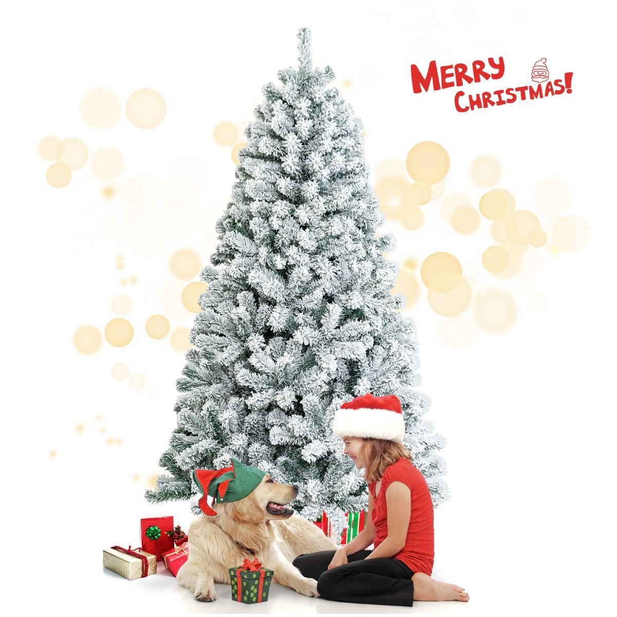 1.8M White Artificial Holiday Christmas Tree with 600 PVC Tips for Christmas Decoration