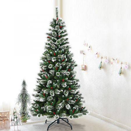 1.5/1.8/2.1 M Artificial Christmas Tree with Pine Needles & Red Berries