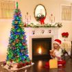 1.98 M Artificial Pencil Christmas Tree with LED Lights for Home & Shop