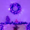 Black Pre-lit Artificial Christmas Wreath with 35 Purple LED lights for Indoor