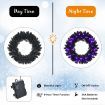 Black Pre-lit Artificial Christmas Wreath with 35 Purple LED lights for Indoor