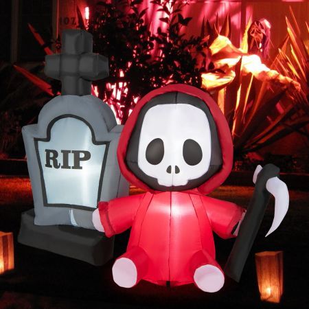 150CM Halloween Blow Up Grim Reaper Ghost & Tombstone for Party & Lawn