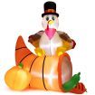 180 CM Thanksgiving Inflatable Turkey on Cornucopia for Family