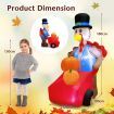 180 CM Thanksgiving Inflatable Turkey Pushing Pumpkin Cart for Lawn