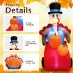 180 CM Thanksgiving Inflatable Turkey Pushing Pumpkin Cart for Lawn