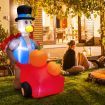 180 CM Thanksgiving Inflatable Turkey Pushing Pumpkin Cart for Lawn