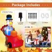 180 CM Thanksgiving Inflatable Turkey Pushing Pumpkin Cart for Lawn