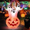 182CM Halloween Blow Up Pumpkin and Ghost Combo with Built-in LED & Blower