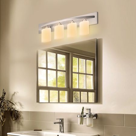 Wall Mounted Vanity Lamp with White Glass Shade for Bedroom/Living Room