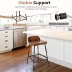 Low-Back Bar Stool with Backrest Footrest and Saddle Seat for Kitchen Pub