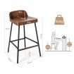 Low-Back Bar Stool with Backrest Footrest and Saddle Seat for Kitchen Pub