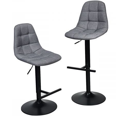 2 Pieces Swivel Bar Stools with Linen Seat & Adjustable Height