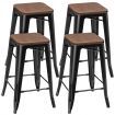 Set of 4 Metal Bar Stool with Solid Iron Legs for Dining Room